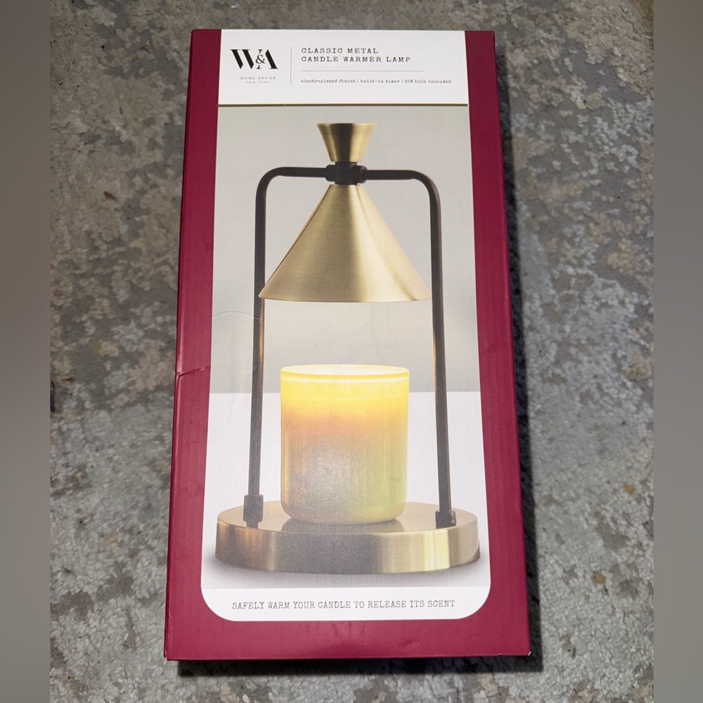 W&A classic metal candle warmer lamp w/ box in GOLD